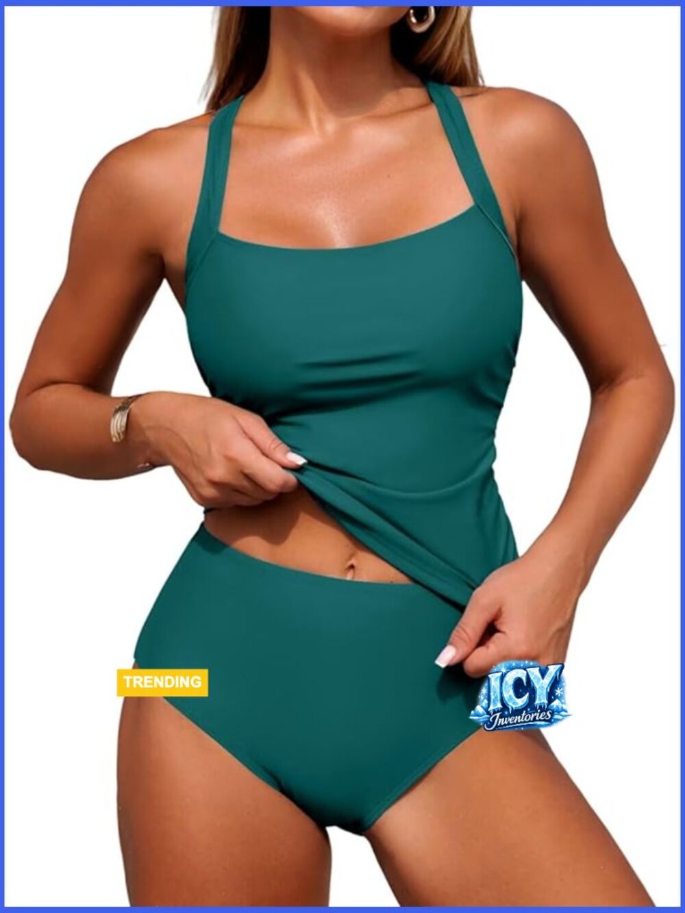 Tummy Control Tankini Set with High Waisted Bottom Two Piece Swimwear